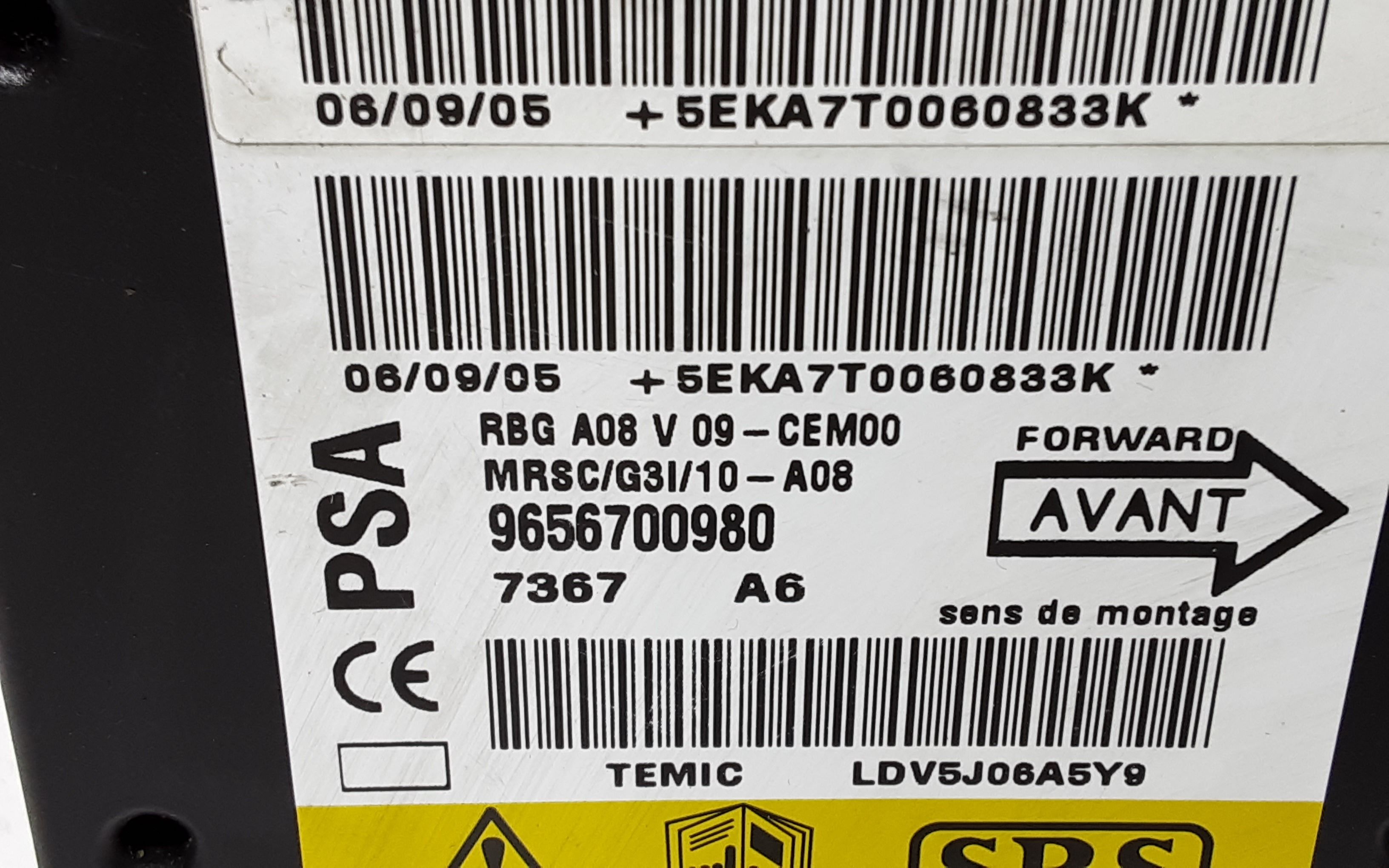 Centralina Comando Airbag 654670 Usato