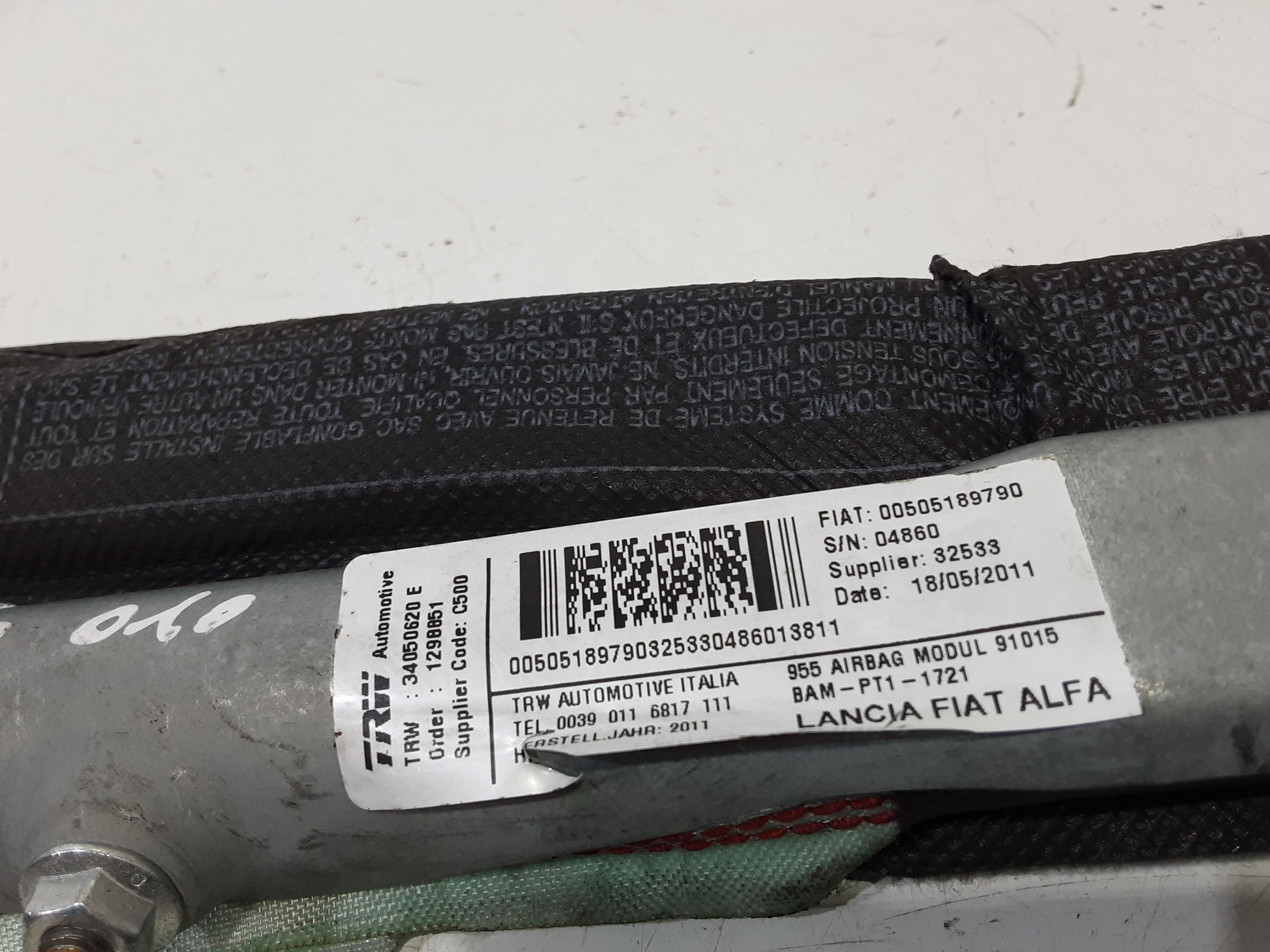 Dispositivo Airbag A Tendina Sinistro 51961951 Usato